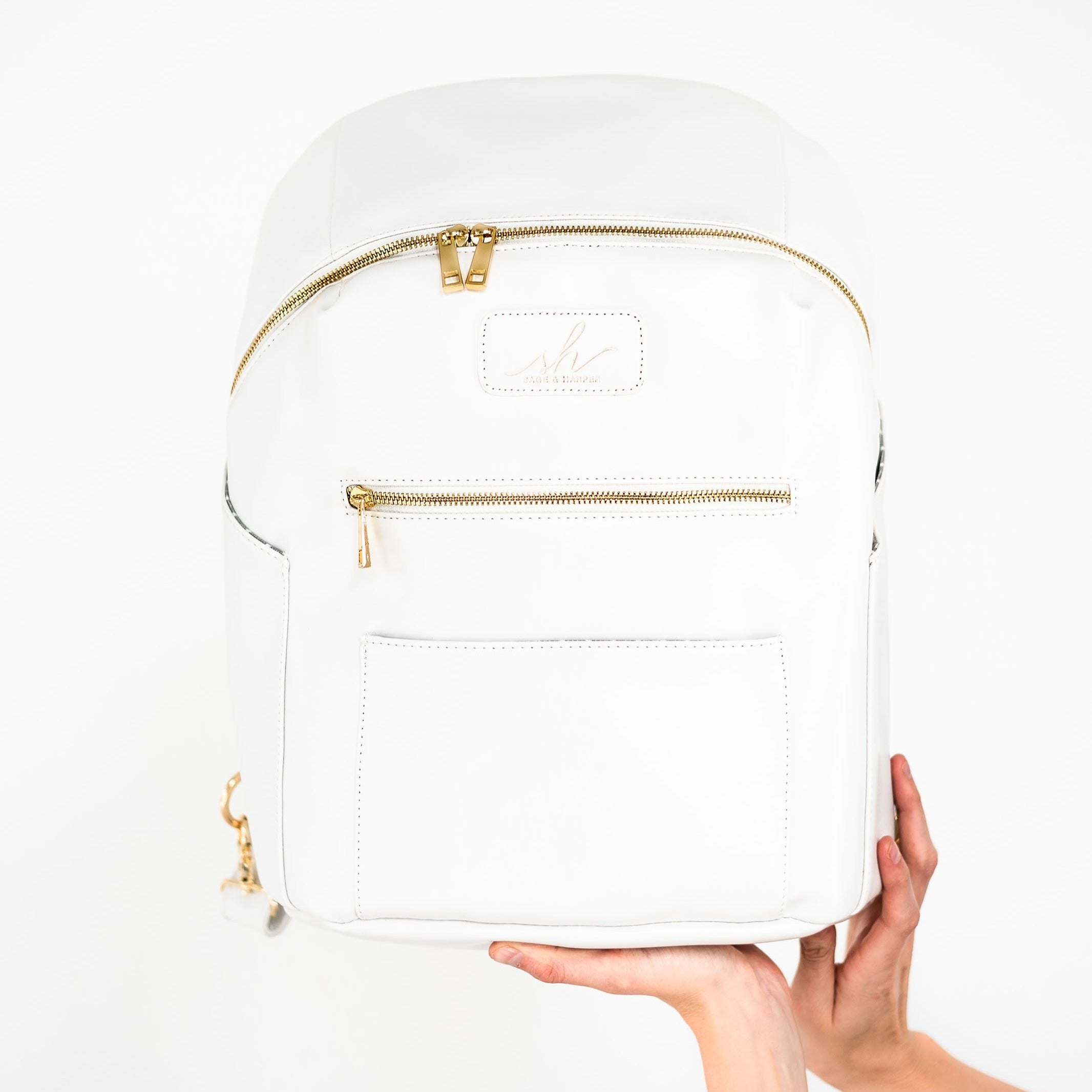 big white leather backpack Pearl White Vegan Backpack – Sage & Harper